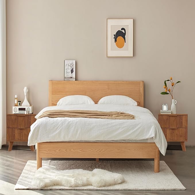 Fluted 2 Drawer Small Dresser for Bedroom, Mid Century Modern Nightstand with Drawers, Low Bedside Table with Drawers, End Table Short Storage, Living Room, Dorm -Walnut