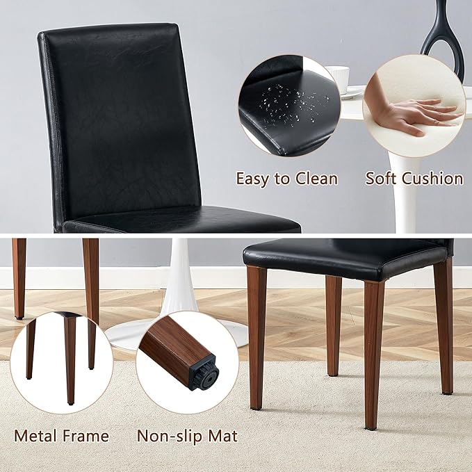 Glass Dining Table Set for 4, 63” Kitchen Table Set for 4, Modern Dining Room Table Set with Upholstered Chairs, Tempered Glass Tabletop with Y Shape Base