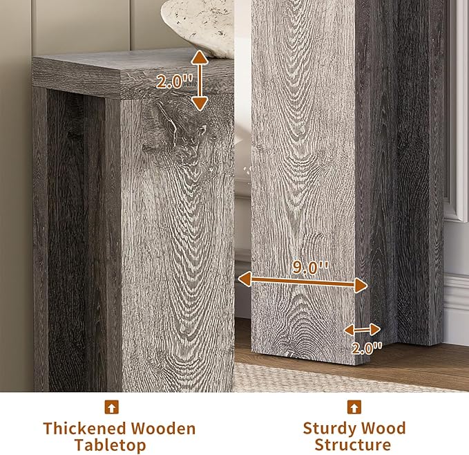 70.9 Inch Extra Long Console Table, Farmhouse Entryway Table with Thickened Base, Wood Sofa Table Behind Couch Table, Narrow Entry Way Accent Table for Living Room, Hallway, Entrance, Foyer, Grey