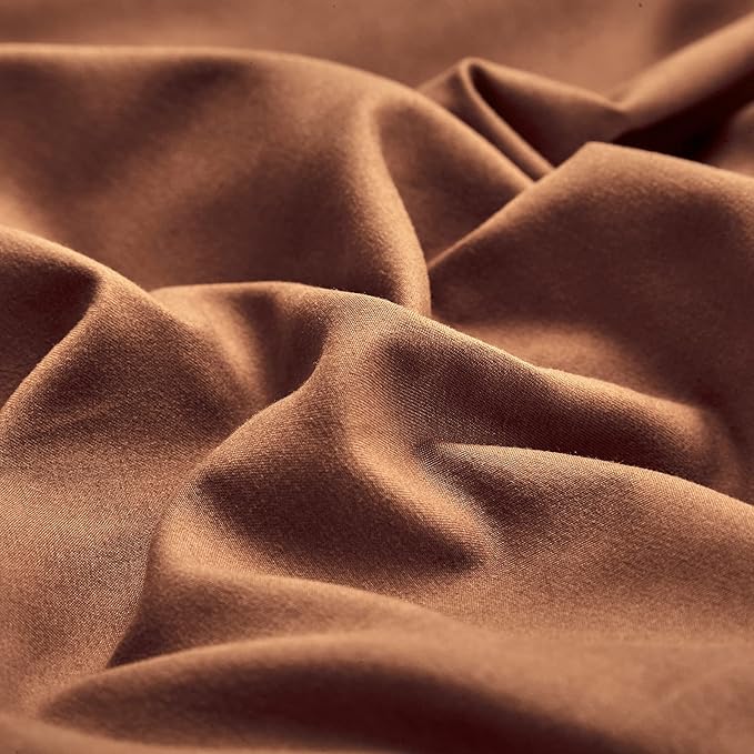 CLOTHKNOW Pumpkin California King Comforter Set 3Pcs Brown Rust Bedding Comforter Sets Soft Terracotta Comforter Caramel Comforter with 2 x Pillow Cases