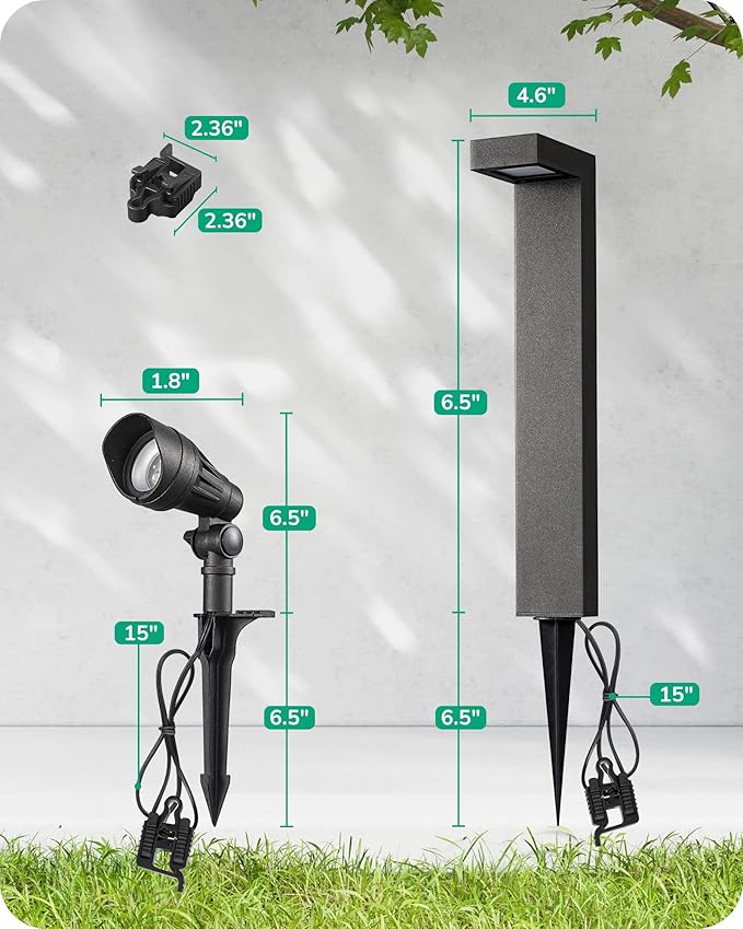 EDISHINE Low Voltage Landscape Lights Kit, 3.2W LED Pathway Lights & 3.2W 240LM Spotlight, 12V Outdoor Landscape Lighting with Connectors, Aluminum Waterproof for Walkway Yard Garden Path