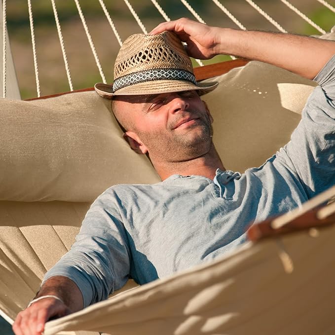 La Siesta® Alabama Hammock & CasaMount Suspension Kit for Walls Ceilings & Square Beams - Weatherproof 2 Person Outdoor Hammock - XL King, Vanilla