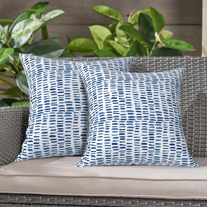 LVTXIII Outdoor Throw Pillow Covers 16 x 16 Inch, Covers ONLY Modern Cute Pattern Decorative Square Toss Pillow Case Pack of 2 for Home Patio Garden Sofa Bed Furniture, Pebble Blue