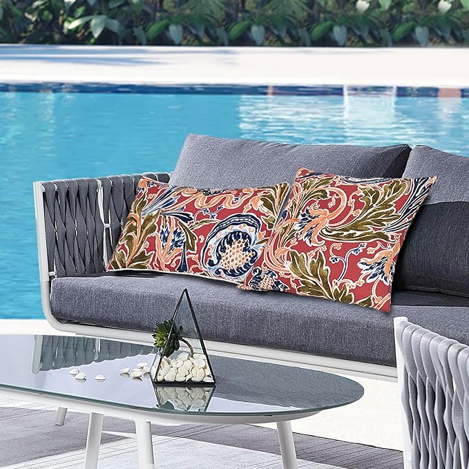 Outdoor Throw Pillows - Decorative Pillows with Insert Included Set of 2 Outdoor Pillows for Patio Furniture 12x20 Inch