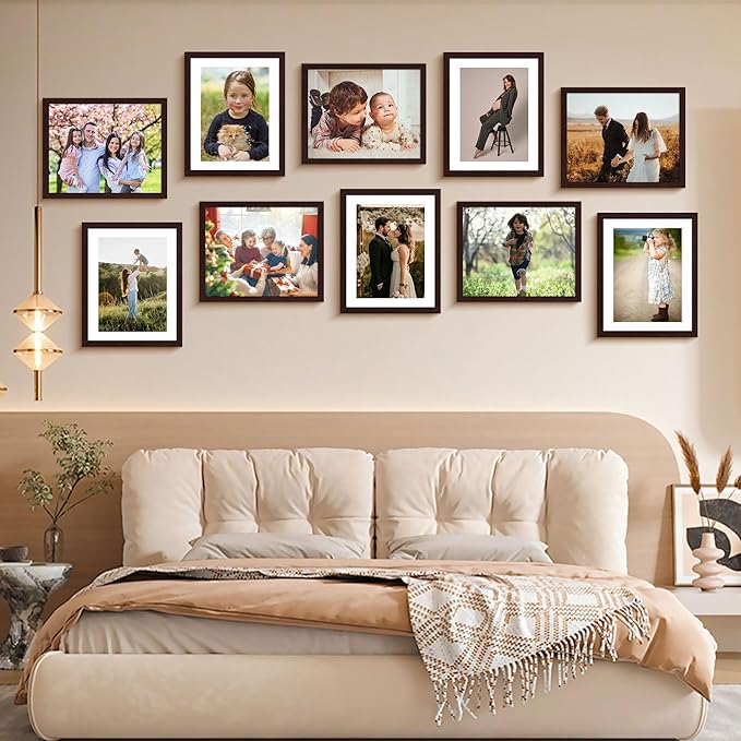 FIXSMITH Brown 8x10 Picture Frame Set of 2, Collage for Tabletop or Wall Display