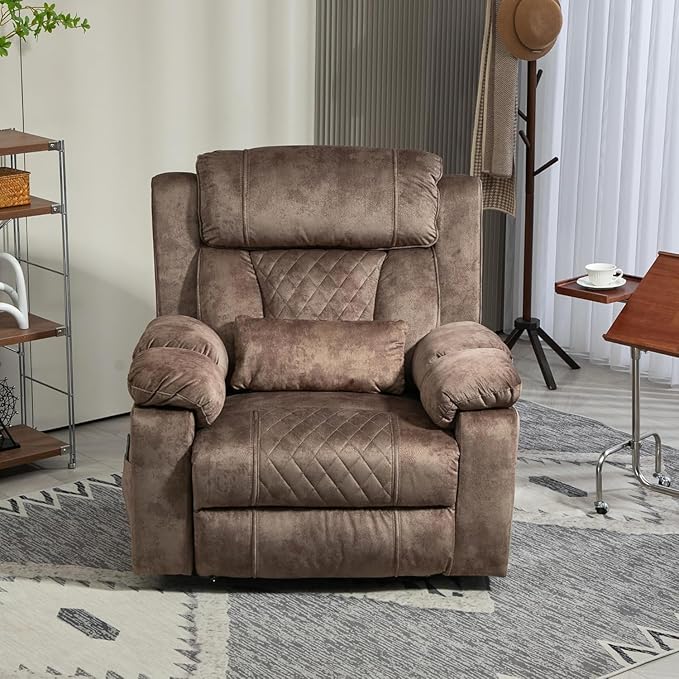 Big Man Power Lift Recliner for Elderly Adults 28 Inch Wide Seat, Lay Flat Lift Chair with Heat Massage, Flip Arm Storage Cup Holders, USB Type C Charging, 400 lbs