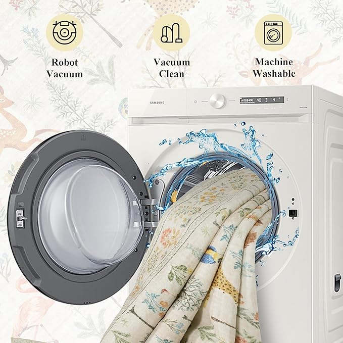 DUKINO 3x5 Rug, Washable Animal Area Rug with Non Slip Vintage Design, Indoor Soft Low Pile Carpet for Bedroom, Nursery, Dining Room, Farmhouse, Playroom, White