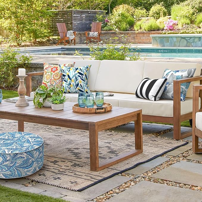 Outdoor Throw Pillows 16x16 Inch, Water Repellent Patio Pillows with Inners Set of 2, Outdoor Pillows for Patio Furniture Home Garden, Leaves Multi