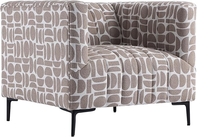 Get Set Style Modern Accent Single Sofa Chair with Arms,Tufted Boucle Upholstered Comfy Reading Sofa Chair with Arm,Thick Seat Cushion Chair for Living Room Bedroom Study Studio Lounge, Champion