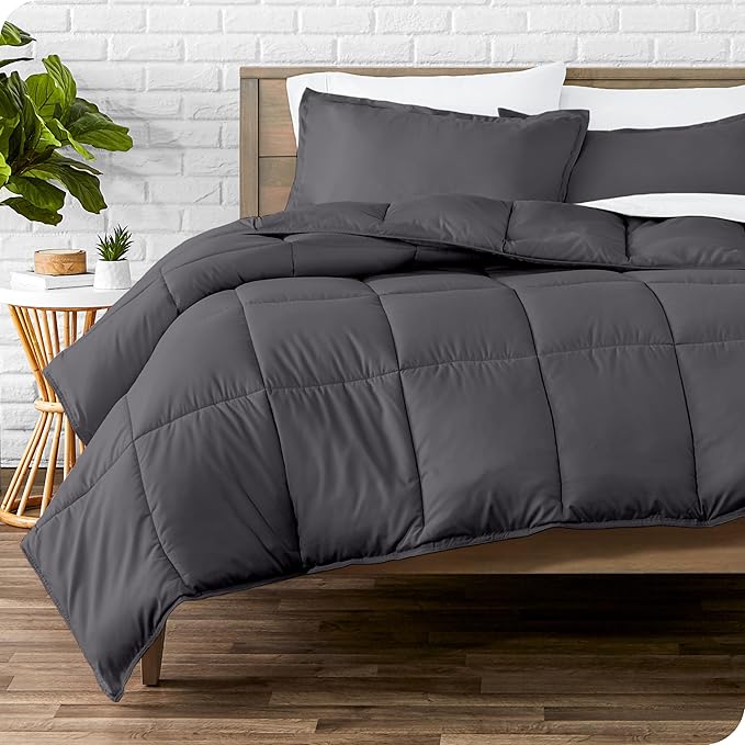 Bare Home Comforter Set - Oversized King Size - Ultra-Soft - Goose Down Alternative - Premium 1800 Series - All Season Warmth (Oversized King, Forged Iron Grey)