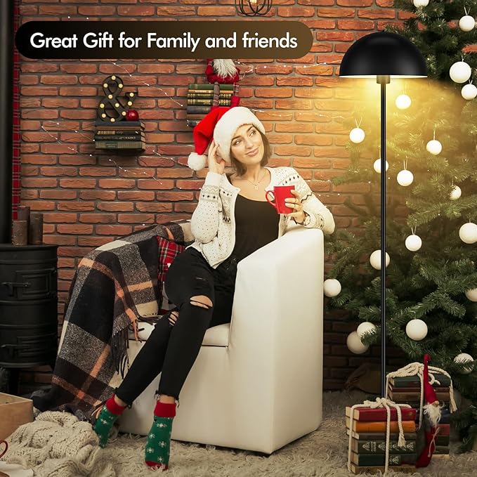 Floor Lamp, Industrial Black Floor Lamps for Living Room, 65.6in Standing Lamp, Retro Mushroom Dome Shade, Whole Metal, E26 Socket, Mid Century Modern Floor Lamp for Bedroom/Office,No Bulb