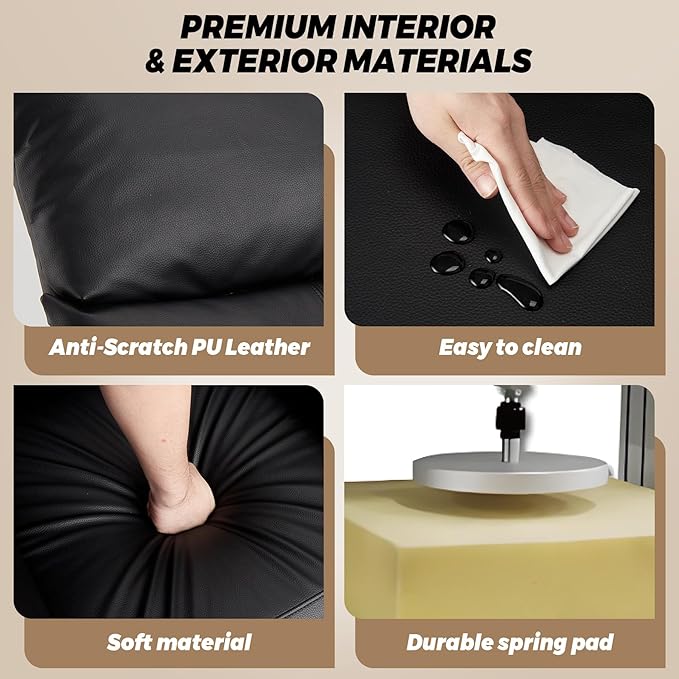 GarveeHome Elertric Recliner Chair with Massage and Heat, Adjustable Single PU Leather Recliners Sofa with Remote Control Home Theater Seating &Armchair for Living Room/Office (Leather, Black)