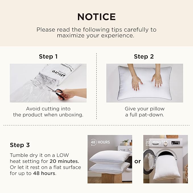 Bedsure Standard Pillows Set of 2 - Fluffy Bed Pillows for Sleeping, Hotel Quality, Diamond Quilted Design, Gusseted Supportive Down Alternative Filling for Back, Stomach, Side Sleepers