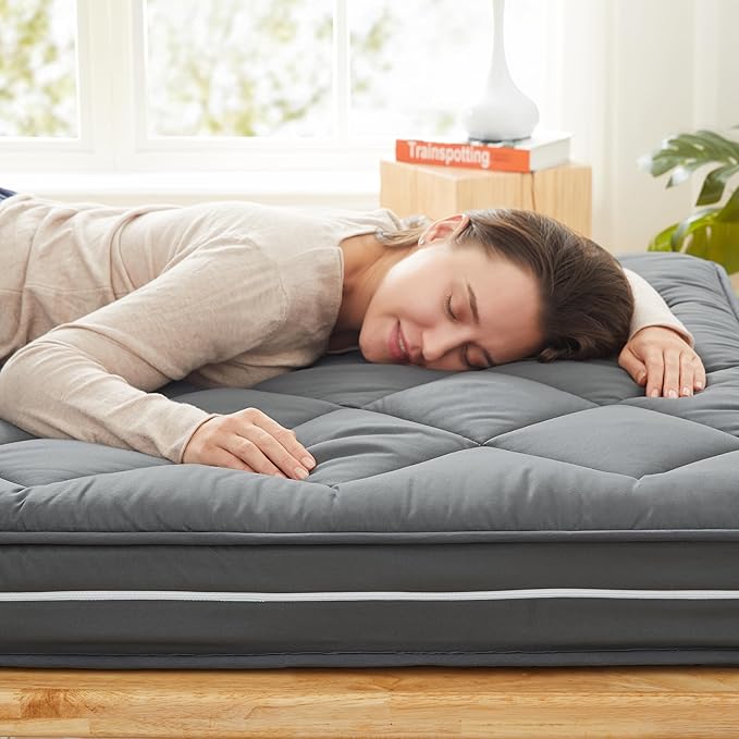 4Inch Twin Floor Mattress,3-Layer Structure Cot Mattress Topper,Gel Memory Foam,Removable Thickened Cover,Portable Roll Up Sleep Pad(75X38X4“)