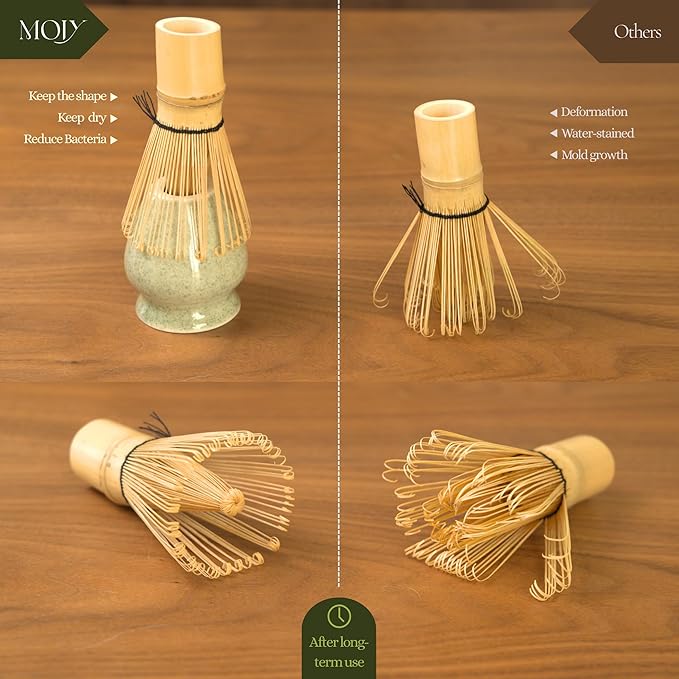 Matcha Set, Handcrafted Bamboo Chasen & Ceramic Bowl, 5 Pcs Matcha Set Whisk and Bowl with Stainless Steel Sifter, Bamboo Scoop & Holder for Matcha Tea Ceremony, Taupe