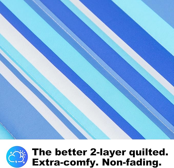 Double Quilted Fabric Tree Hammock with Spreader Bar, 14ft Hammocks 2 Person for Outside, Fits 12ft -14ft Hammock Stand, Large Pillow, Side Pocket & Carabiner, Max 475 lbs Capacity (Ocean Blue)