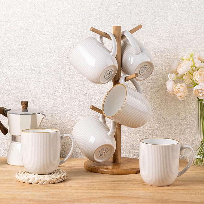 GBHOME Ceramic Coffee Mugs Set of 6, 12oz Handmade Ceramic Coffee Mugs Set with Gradient color for Latte/Tea/Beer/Hot Cocoa, Dishwasher & Microwave Safe