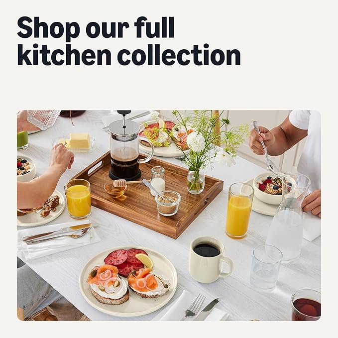 Amazon Basics Glazed Stoneware Dinner Plates, Ceramic 4-Piece Set, Microwave and Dishwasher-Safe, 10.5 in., Ivory