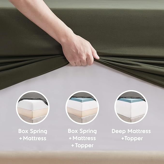 Nestl Full Sheet Set - Luxury 1800 Ultra-Soft Microfiber Full Bed Sheets - Double Brushed - Deep Pockets - Easy Fit - 4 Piece Set - Bedding Sheets & Pillowcases (Full, Olive Green)