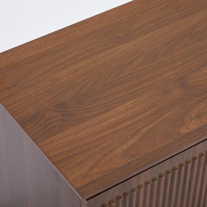 Extendable TV Stand, Wood TV Media Console with 2 Doors Entertainment Center Storage Cabinet Adjustable Shelves for Living Room Bedroom, Walnut