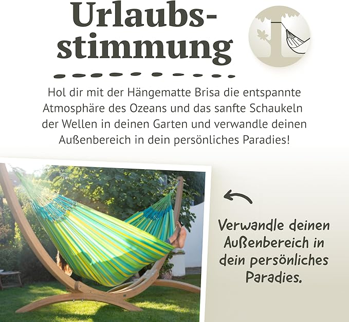 LA SIESTA Brisa Classic Hammock, Handmade, Weather-Resistant, Tear-Resistant Hammock for Indoor & Outdoor Relaxation, Size-King - Lime