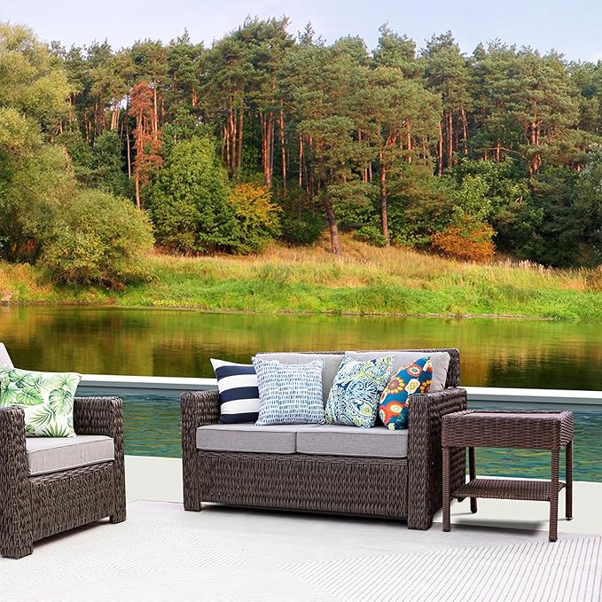 Outdoor Pillows, Pack of 2 Waterproof Decorative Throw Pillows with Inserts, 18”x18” Square Pillows for Couch, Sofa and Patio Furniture