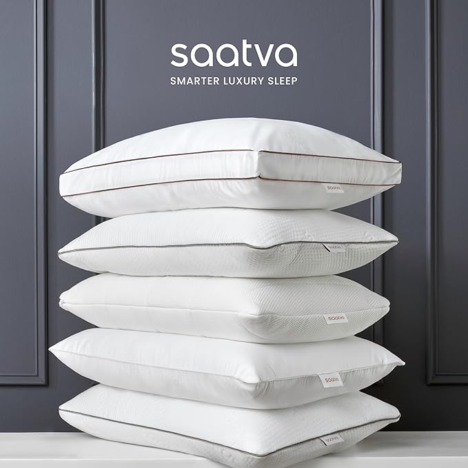 Saatva Latex Pillow - Standard Loft (4” - 5”) - Hypoallergenic Pillow with Shredded Latex Core - Breathable - Machine Washable Organic Cotton Cover - Queen (28"x18") 1 Pack