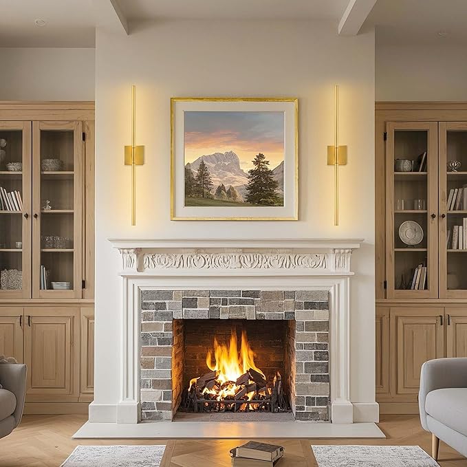 DORESshop Battery Operated Wall Sconces Set of Two with Remote Control, Rechargeable Wall Sconce, 350°Rotate Dimmable Wireless Wall Sconce for Living Room, Hallway, Bedroom, 29 Inch, Gold(2 Pack)