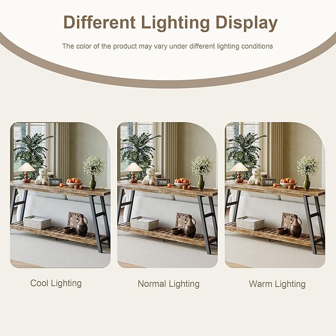 ChooChoo 70.9 Inch Long Console Tables for Entryway, Wood 2-Tier Entry Hallway Table, Narrow Sofa Table Behind Couch Table for Living Room, Entrance, Rustic Brown