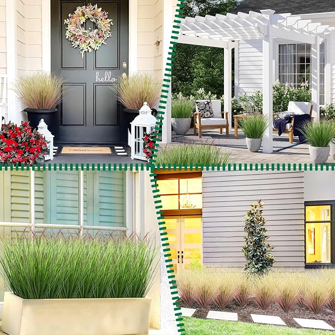 36Pcs Artificial Grass Plants, Faux Shrubs Wheat Grass, Artificial Tall Grass Fake Plants for Outdoor Decor,Artificial Greenery Stems Weed for Room Indoor Home Decor(Light Purple)