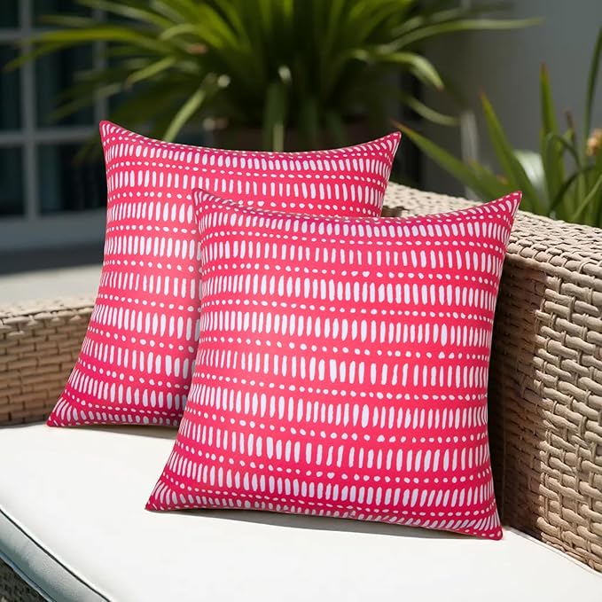 Pack of 2 18x18 Outdoor Pillows, Waterproof Throw Pillows with Inserts, Decorative Patio Pillows for Garden, Couch, Furniture, Sofa, Bed, Living Room((Pebble Red)