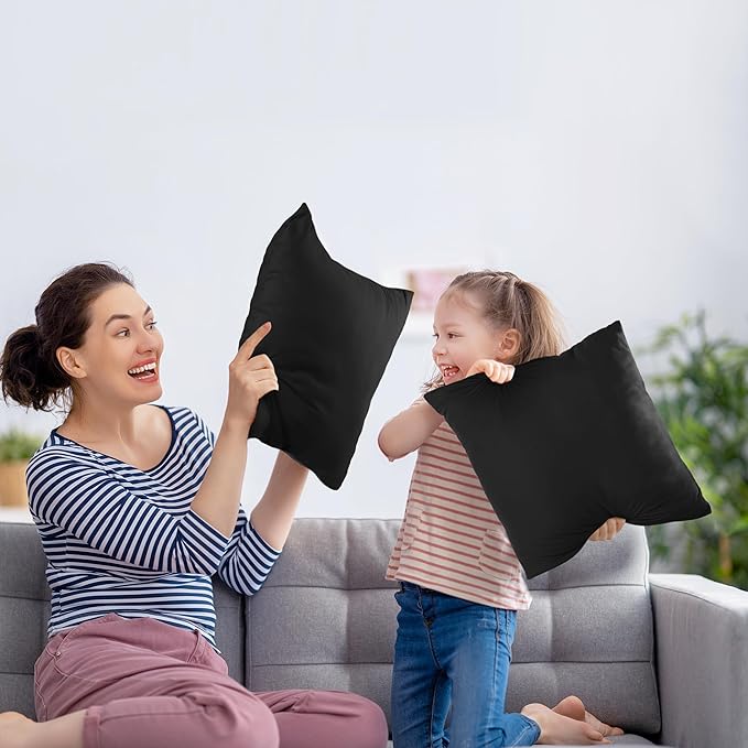 Utopia Bedding Throw Pillows Insert (Pack of 2, Black) - 16 x 16 Inches Bed and Couch Pillows - Indoor Decorative Pillow