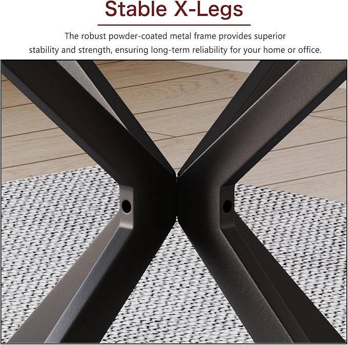 46.4" Round Dining Table Set with 4 Chairs, Modern Dining Set with Comfortable PU Leather Chairs, Sturdy MDF Table with X-Shaped Base, Easy Assembly, Ideal for Dining Room or Kitchen