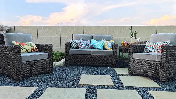 JMGBird Outdoor Lumbar Pillows Pack of 2 Outdoor Decorative Pillows with Insert Included 12×20 Inch Outdoor Pillows for Patio Furniture