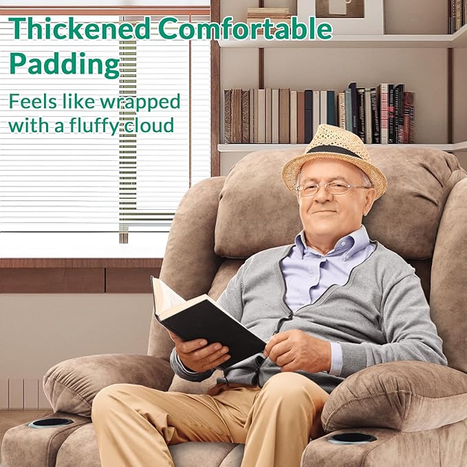 VIVIJASON Tall Man Large Dual Motor Power Lift Recliner Chair with Extended Footrest, Oversized Lay Flat Sleeper Electric Recliner W/Heat & Massage, Lumbar Pillow, USB & Type-C Ports, Plush Brown