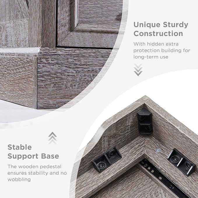 Farmhouse 9 Drawer Dresser for Bedroom, 36 Inch Tall Modern Dresser TV Stand with Large Drawers & Bar Handles, Rustic Wood Chest of Drawers for Bedroom, Living Room, Hallway, Grey