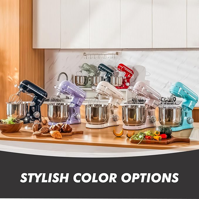 Kitchen in the Box Stand Mixer, 3.5 QT Small Electric Kitchen Mixer, 10-Speed Portable Lightweight Food Mixer with Stainless Steel Bowl, Egg Whisk, Dough Hook, Beater (Black)