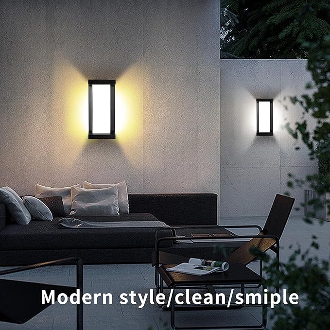 Wrasse Outdoor Sconce Lights 3000K Wall Light Fixtures 2000 Lumen Black Modern Exterior Sconces Wall Lighting for House Outside(2 Pack)
