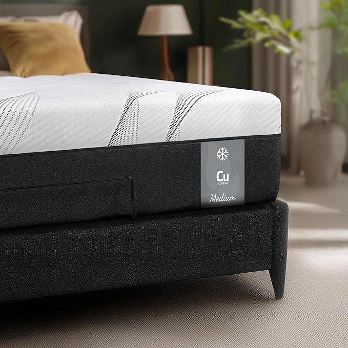 Life Balance Hybrid King Mattress 12 Inch, Made in USA, Medium Firm, Copper Gel Memory Foam, Hypoallergenic & Odorless, Motion Isolation & Pressure Relief, Mattress in a Box, CertiPUR-US Certified