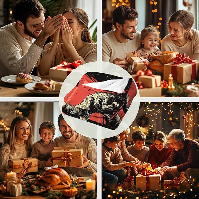 Dinosaur Throw Blanket for Adults and Kids, Dinosaur Gifts for Women, Men, Boys and Girls, Cozy for Bedding and Room Decor, Polyester, Machine Wash Bedrooms, Living Room Decor, 50x60 Inches