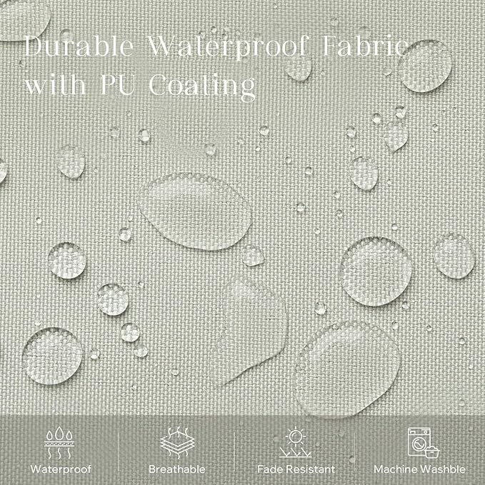 Phantoscope Pack of 2 Outdoor Waterproof Throw Pillow Covers with Contrast Piping, Decorative Square Cushion Case Patio Pillows for Couch Tent Sunbrella, Light Grey 18x18 inches