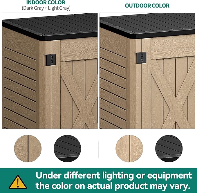 YITAHOME Outdoor Horizontal Storage Shed with X-Shaped Lockable Door, 35 Cu Ft Weatherproof Resin Tool Shed w/o Shelf, Ideal for Bike, Trash Cans, Garden Tools, Lawn Mowers, Brown