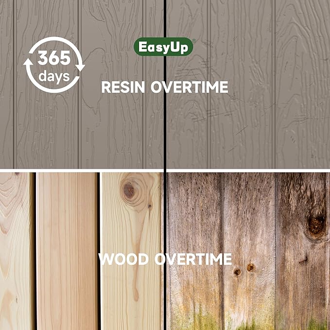 80 Gallon Outdoor Storage Box Waterproof, UV Resistant Resin Deck Box with Hydraulic Rod, Reinforced Stability for Patio, Garden, Striped Gray