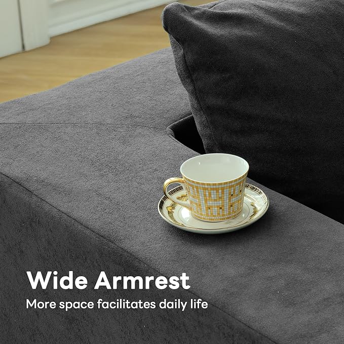 Vamcheer Modular Sectional Sofa with Chaise, Modern L Shaped Cloud Couch with Deep Seat, Sectional Couches for Living Room, Bedroom, Office, No Assembly Required, Gray