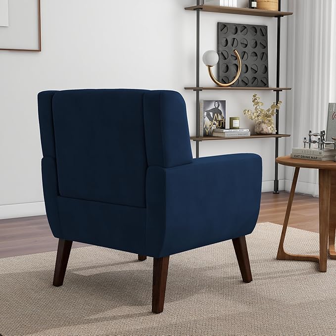 Accent Chair, Modern Velvet Arm Chair for Living Room, Bedroom, Comfy High-Resilient Sponge Reading Chair for Small Spaces (Velvet Royal Blue, Set of 2