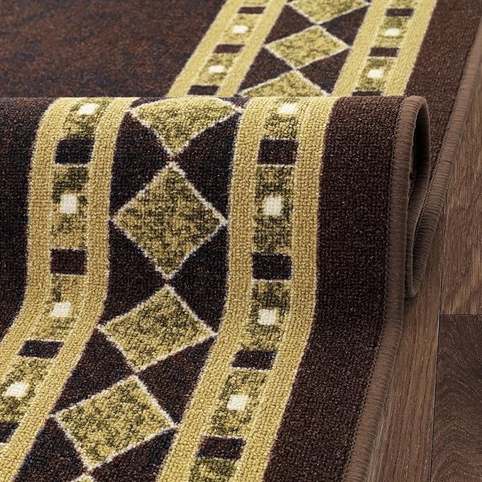 Antep Rugs Alfombras Modern Bordered 3x5 Non-Skid (Non-Slip) Low Profile Pile Rubber Backing Indoor Area Rugs (Brown Beige, 3' x 5')