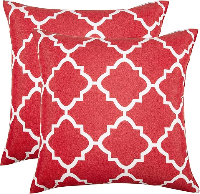 JMGBird Outdoor Pillows for Patio Furniture 18''x18'' Waterproof Decorative Patio Furniture Pillows Indoor Throw Pillows with Inserts, Square Throw Pillow for Couch, Bed, Sofa, Bench, Chair, Set of 2