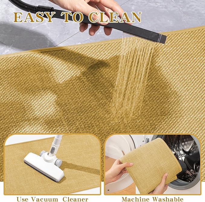 chakme Bathroom Rugs Mat 47x17, Ultra Thin Non Slip Bath Mat Runner Quick Dry Absorbent Bath Mat for Bathroom Floor, (Yellow, 47"x17")