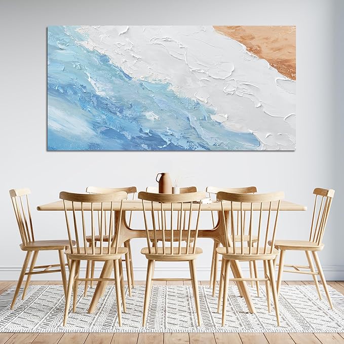 Abstract Canvas Wall Art Decor Wall Pictures for Living Room Art Work for Wall Decor Large Modern Abstract Wall Art Prints White Blue Wall Art Artwork for Walls Bedroom Office Wall Art Decor 24" X 48"