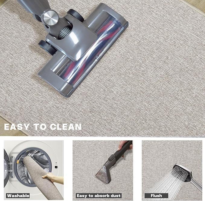 Yancorp Ultra Thin Bath Mat & Rug 20"x 32", Rubber Backed Non-Slip Bathroom Mats, Quick Dry Shower Rugs Under Door, Super Absorbent Floor Mats for Bathroom Sink & Shower Khaki